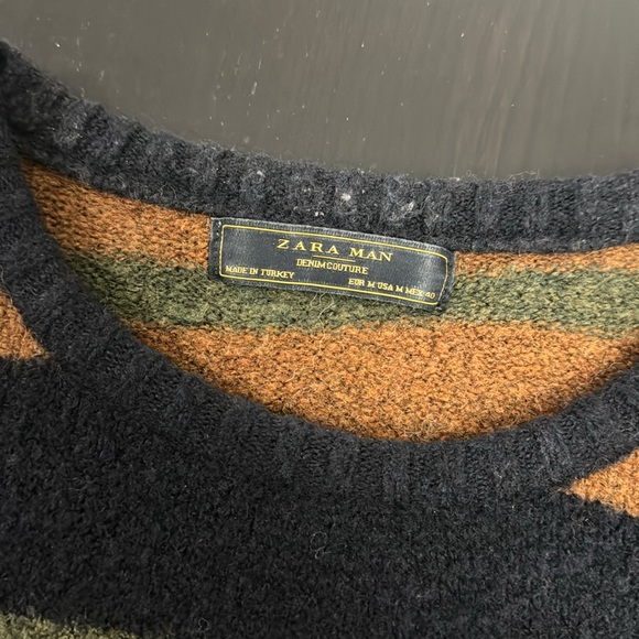 Black green and brown striped ZARA Man sweater - Picture 2 of 6
